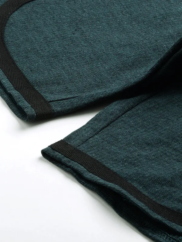 Teal_Cotton_Blend_Slim_Fit_Drawstring_Shorts_For_Men
