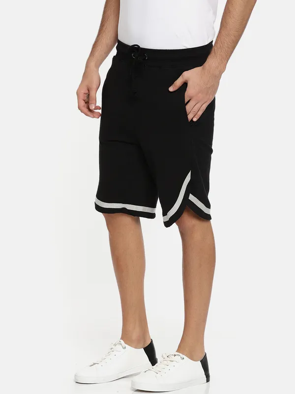 Black_Cotton_Blend_Drawstring_Basketball_Shorts_For_Men