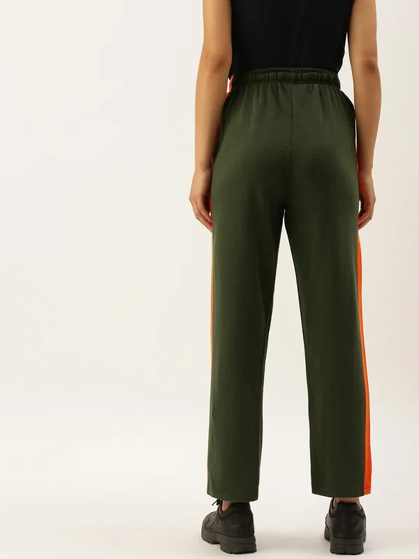 Olive_Green_Knit_Side_Stripe_Track_Pants_For_Women