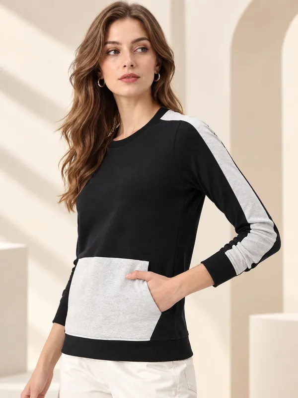 Black_Contrast_Panel_Crew_Neck_Sweatshirt_for_Women