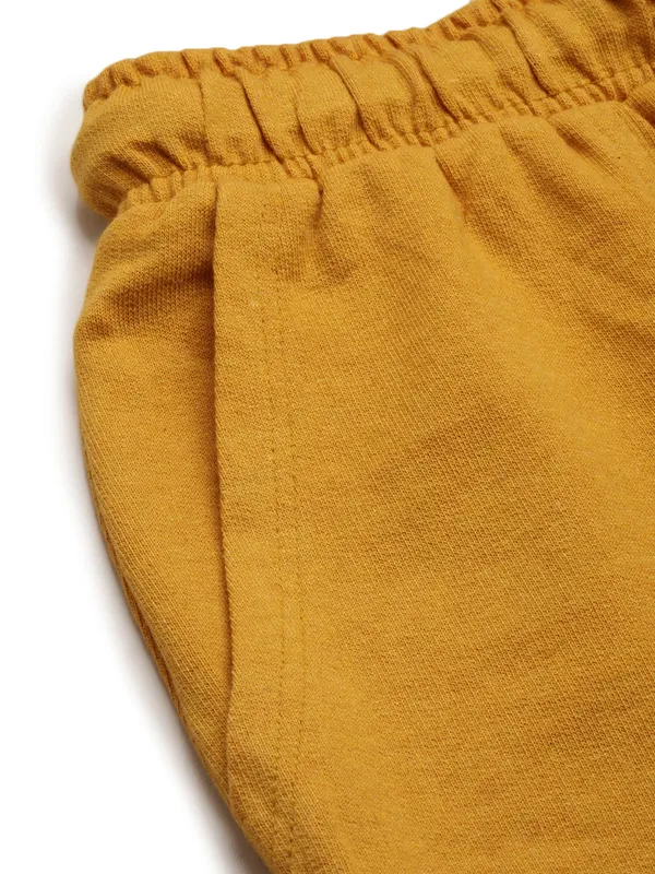 Mustard_Yellow_Cotton_Blend_Relaxed_Fit_Shorts_For_Women