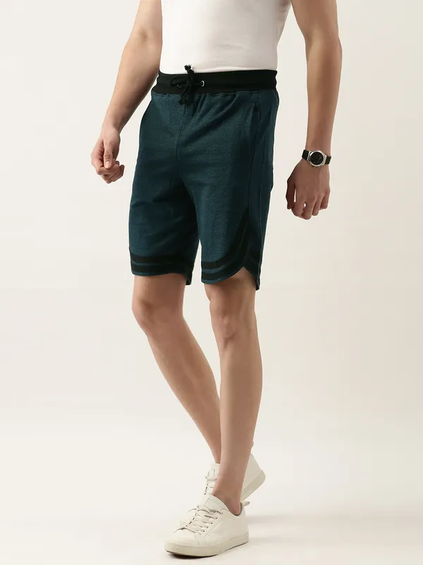 Dark_Green_Cotton_Blend_Drawstring_Casual_Shorts_For_Men