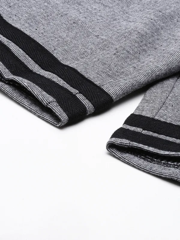 Grey_Knit_Athletic_Shorts_Black_Striped_Hem_For_Men