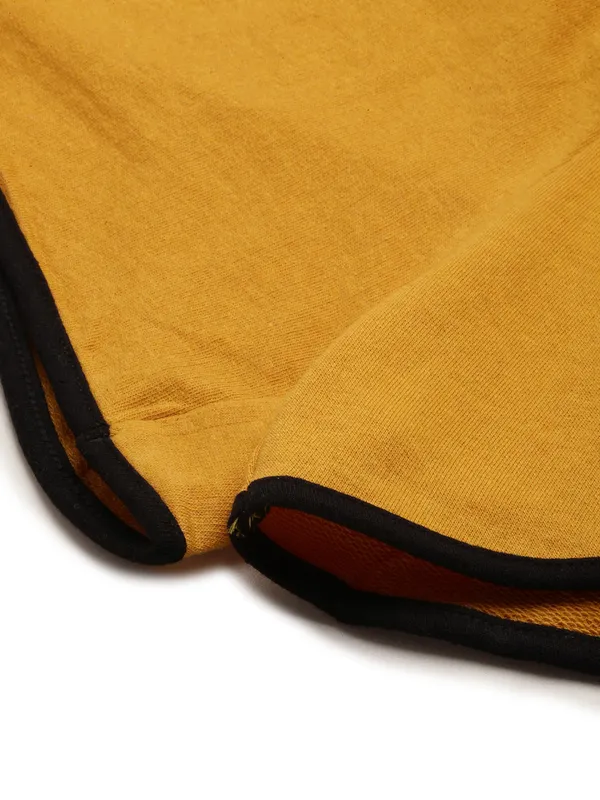 Mustard_Yellow_Cotton_Drawstring_Shorts_With_Black_Piping_For_Women