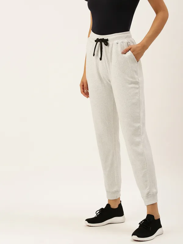 White_Cotton_Blend_Drawstring_Relaxed_Fit_Joggers_For_Women