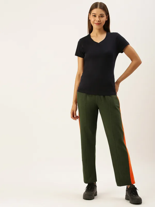 Olive_Green_Knit_Side_Stripe_Track_Pants_For_Women