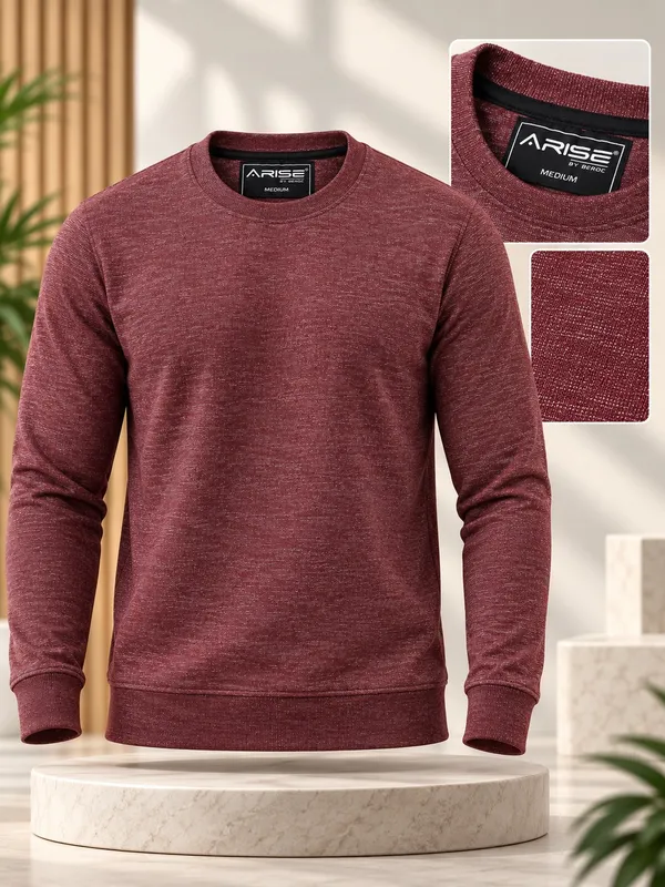 Maroon_Knit_Regular_Fit_Sweatshirt_for_Men