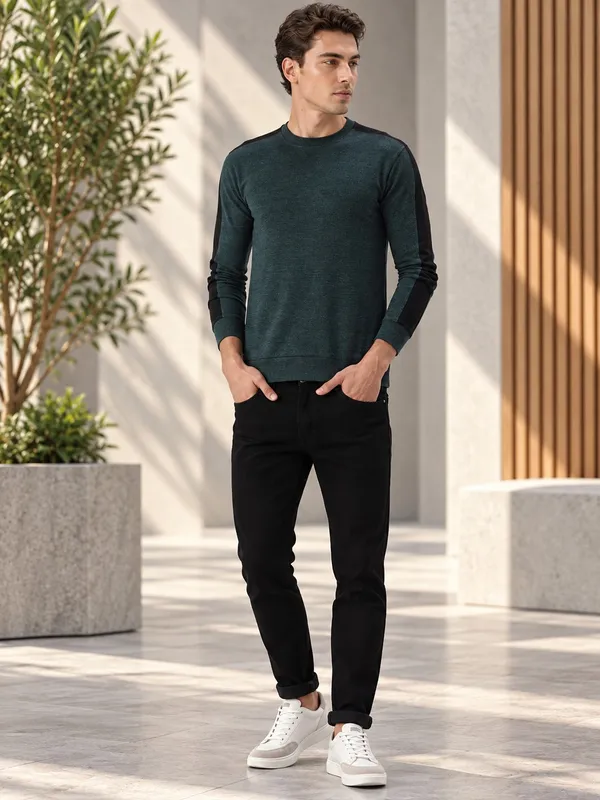 Teal_Textured_Regular_Fit_Sweatshirt_for_Men