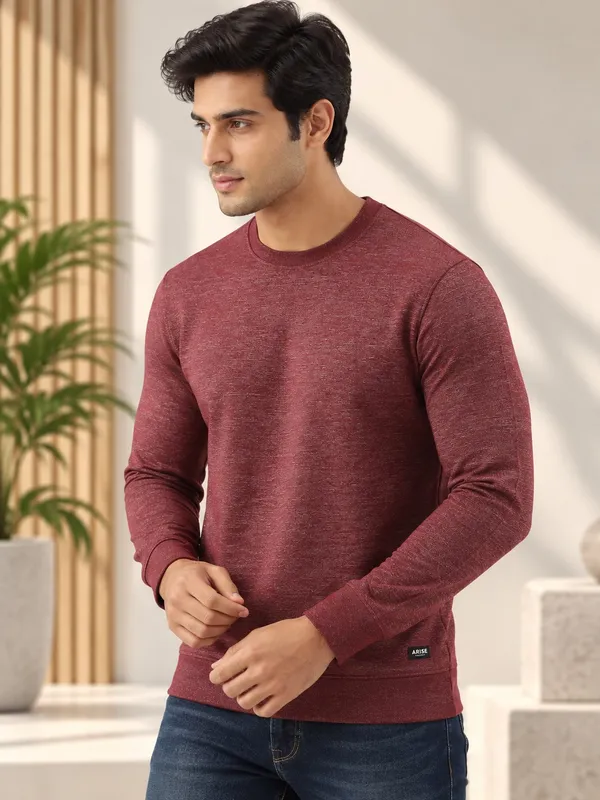 Maroon_Knit_Regular_Fit_Sweatshirt_for_Men