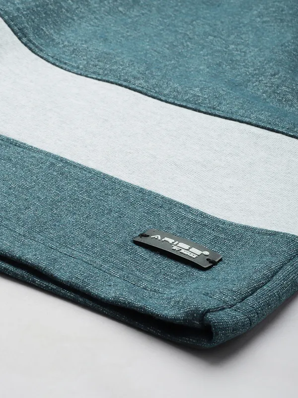 Teal_Blue_Cotton_Blend_Striped_Sports_Shorts_For_Men