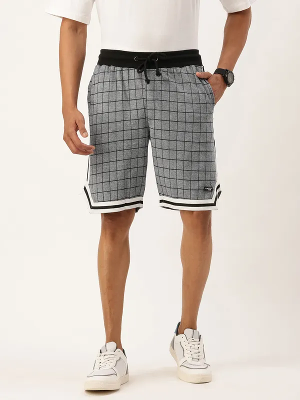 Grey_Checkered_Cotton_Blend_Side_Stripe_Sports_Shorts_For_Men