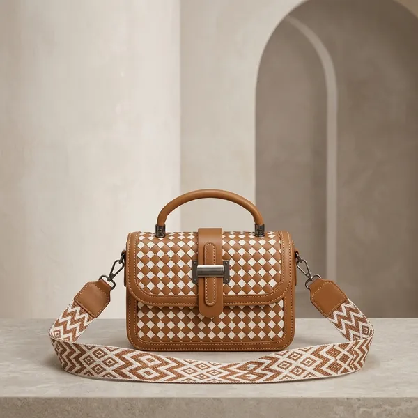 Brown_Pu_Fabric_Premium_Crossbody_Bag_For_Women
