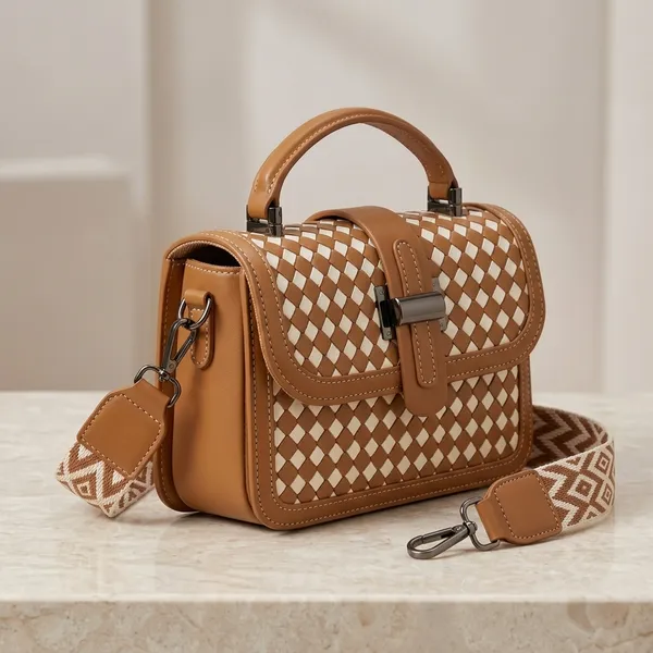 Brown_Pu_Fabric_Premium_Crossbody_Bag_For_Women