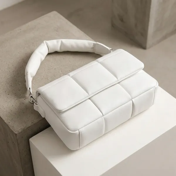 White_Pu_Fabric_Premium_Crossbody_Bag_For_Women