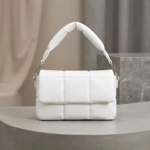 White_Pu_Fabric_Premium_Crossbody_Bag_For_Women