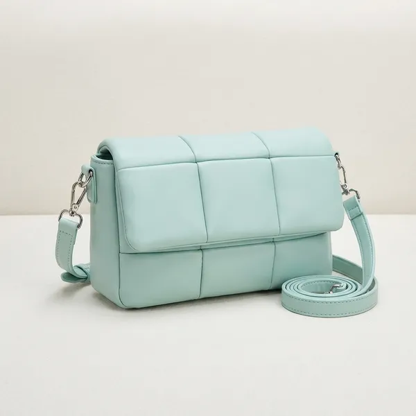 Mint_Blue_Pu_Fabric_Premium_Crossbody_Bag_For_Women