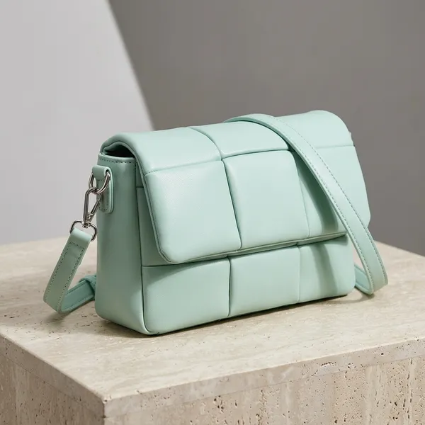 Mint_Blue_Pu_Fabric_Premium_Crossbody_Bag_For_Women