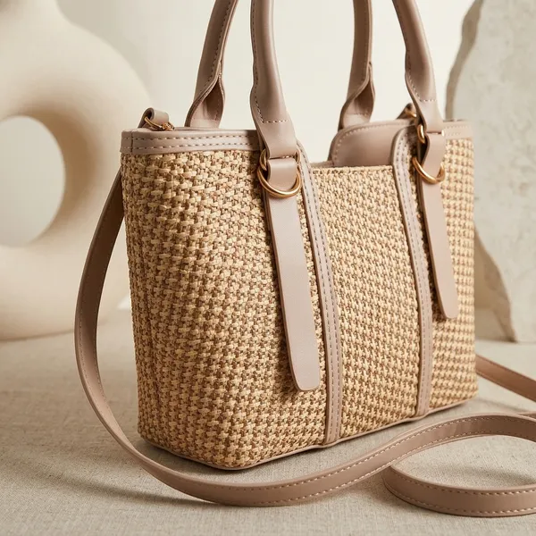Beige_And_Brown_Pu_Fabric_Premium_Tote_Bag_For_Women