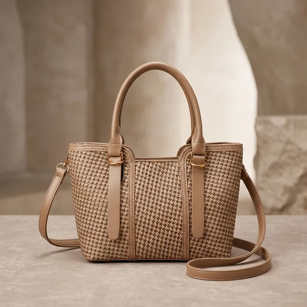 Beige_Pu_Fabric_Premium_Tote_Bag_For_Women