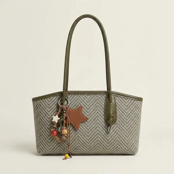 Grey_And_Green_Pu_Fabric_Premium_Tote_Bag_For_Women