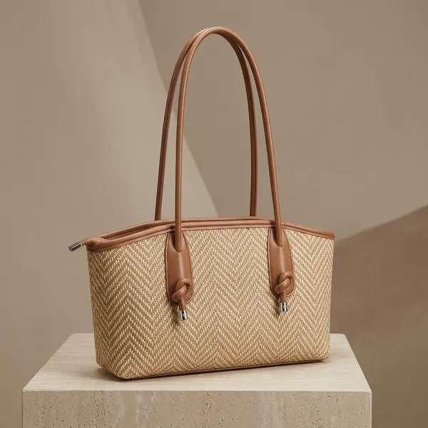 Beige_And_Brown_Pu_Fabric_Premium_Tote_Bag_For_Women