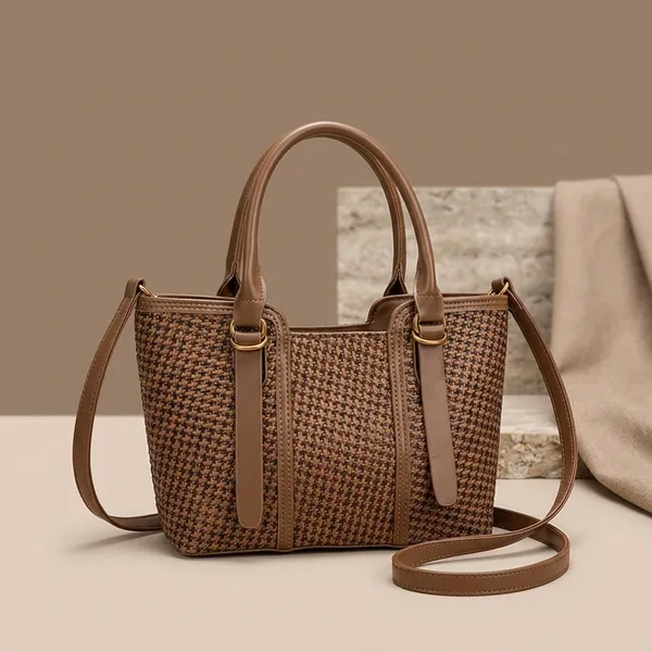 Brown_Pu_Fabric_Premium_Tote_Bag_For_Women