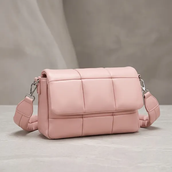 Pink_Pu_Fabric_Premium_Crossbody_Bag_For_Women