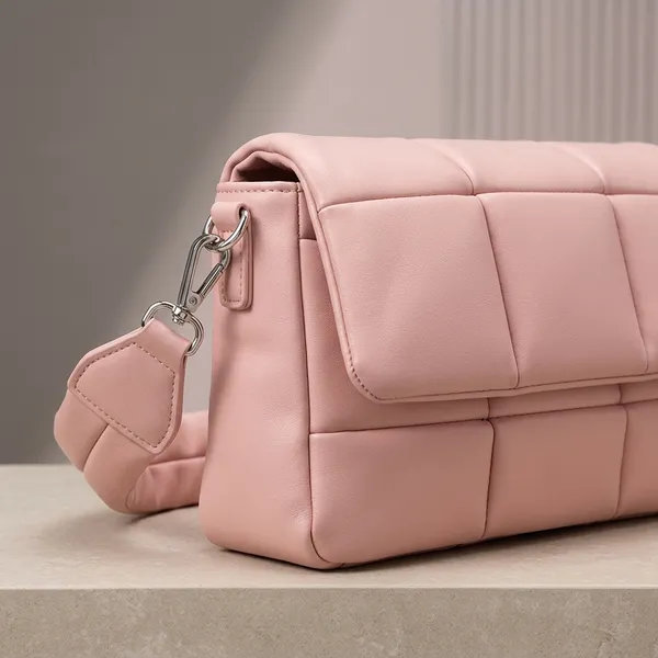 Pink_Pu_Fabric_Premium_Crossbody_Bag_For_Women