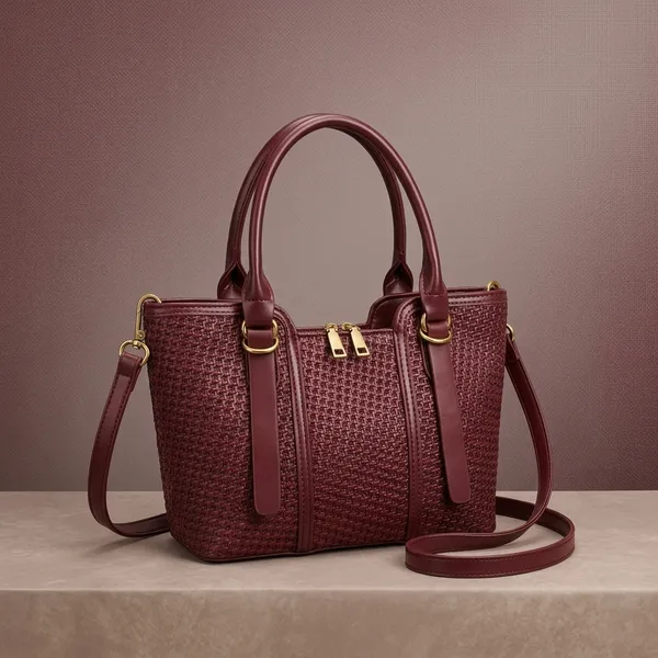 Burgundy_Pu_Fabric_Premium_Hand_Bag_For_Women