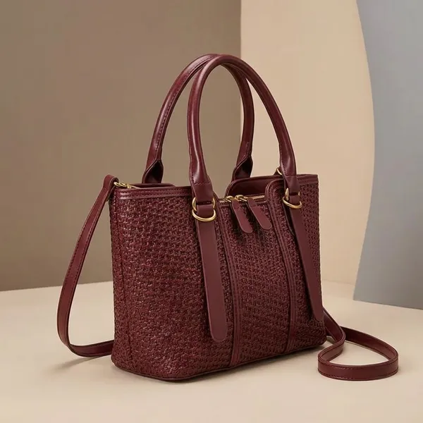 Burgundy_Pu_Fabric_Premium_Hand_Bag_For_Women