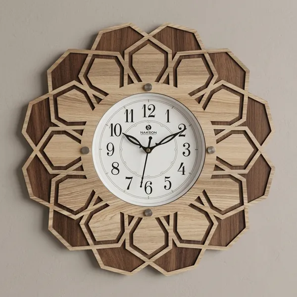 Wood_Geometric_Hexagonal_Flower_Pattern_Wall_Clock