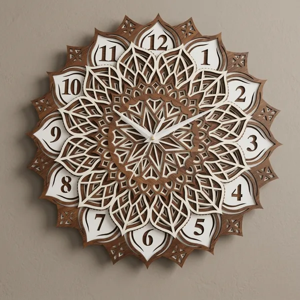 Wood_Layered_Sunburst_Mandala_Geometric_Wall_Clock