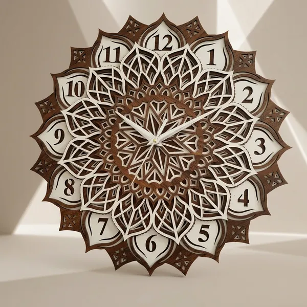 Wood_Layered_Sunburst_Mandala_Geometric_Wall_Clock