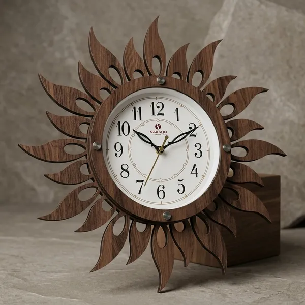 Wood_Sunburst_Petal_Decorative_Wall_Clock