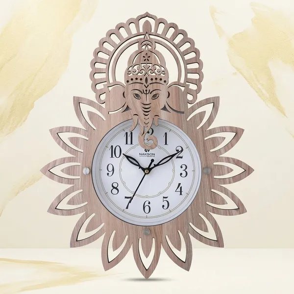 Wood_Traditional_Ganesha_Laser_Cut_Decorative_Wall_Clock
