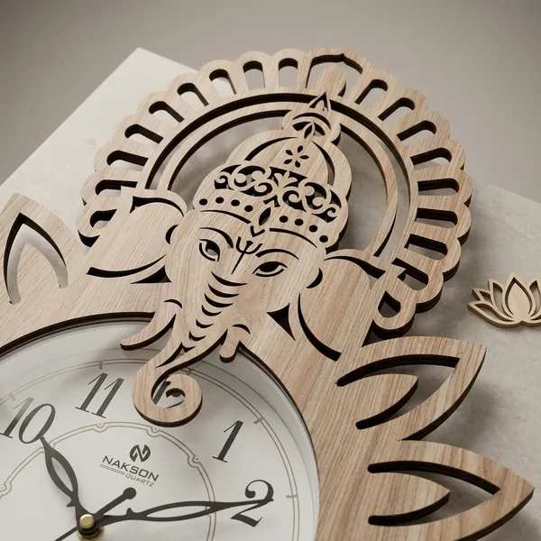Wood_Traditional_Ganesha_Laser_Cut_Decorative_Wall_Clock