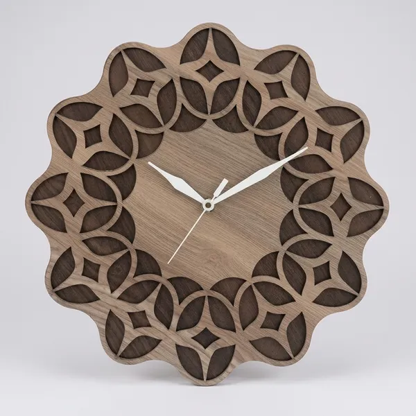 Wood_Geometric_Floral_Interlocking_Pattern_Wall_Clock