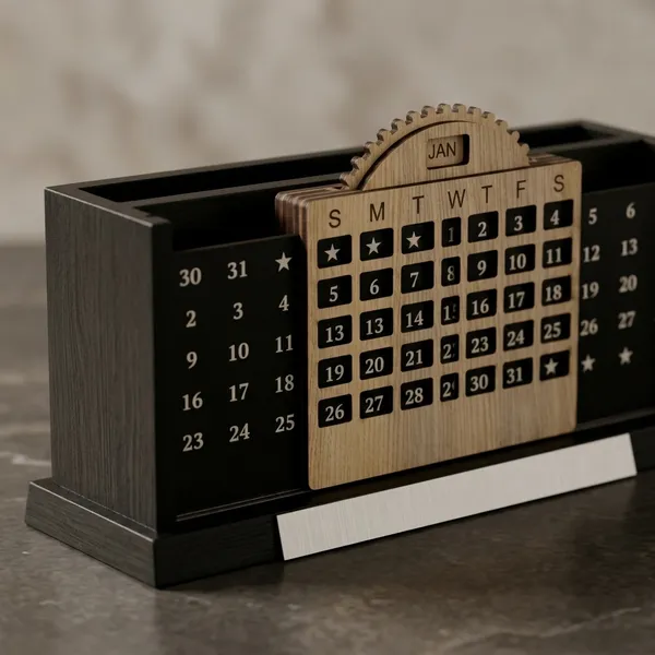 Wood_Black_Perpetual_Calendar_With_Pen_Holder