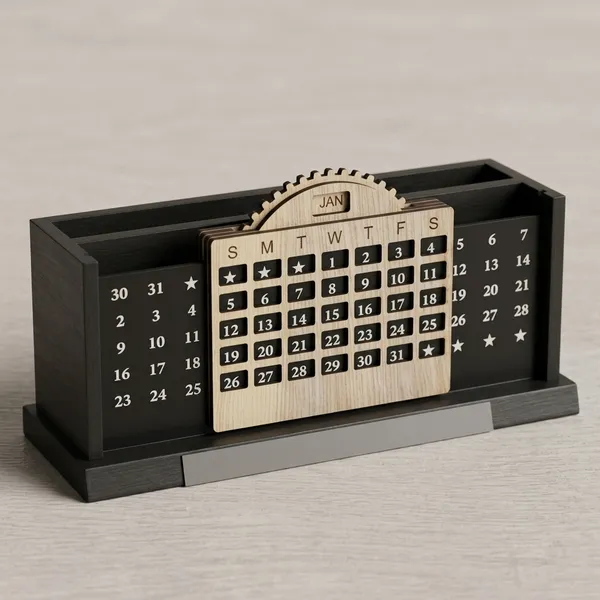 Wood_Black_Perpetual_Calendar_With_Pen_Holder
