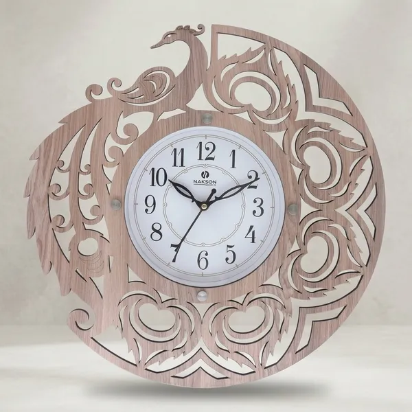 Wood_Artistic_Peacock_Motif_Decorative_Analog_Wall_Clock