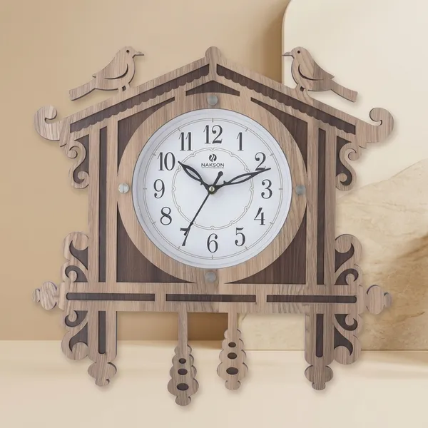 Wood_Rustic_Bird_House_Design_Analog_Wall_Clock