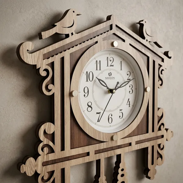 Wood_Rustic_Bird_House_Design_Analog_Wall_Clock