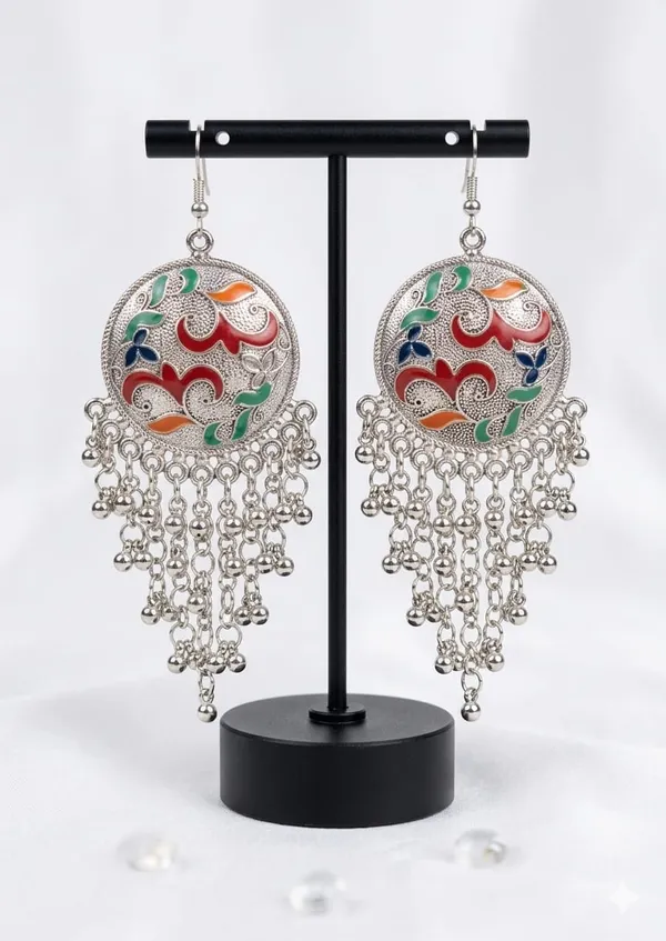 Silver_Multicolour_Enamel_Tassel_Chandbali_Earrings_For_Women_-_Pack_of_1