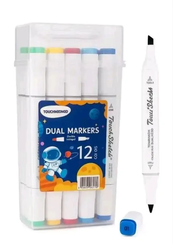 Touchmomo_Dual_Tip_Water-Based_Multicolour_Markers_Set_Of_12_-_Pack_of_1