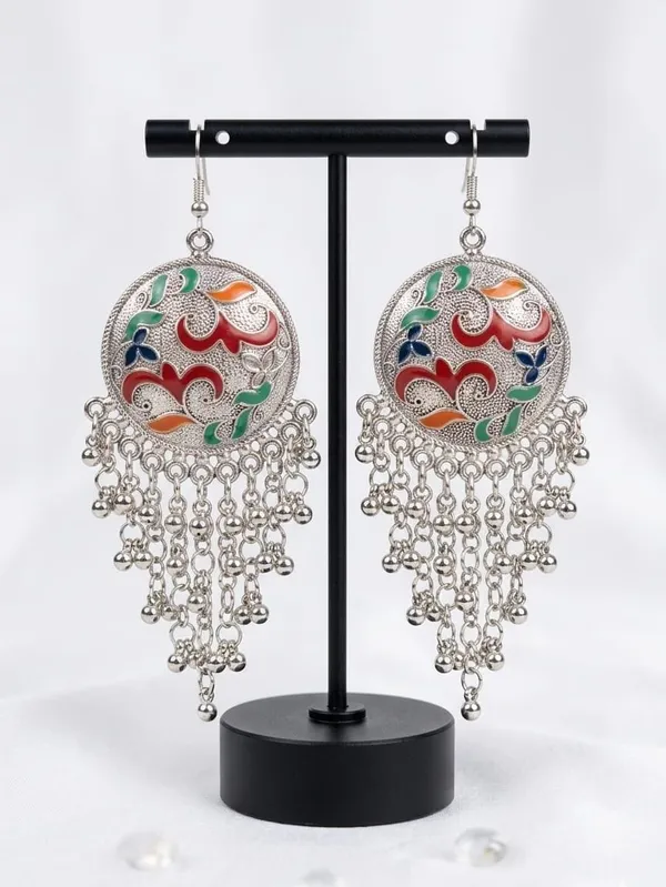 Silver_Multicolour_Enamel_Tassel_Chandbali_Earrings_For_Women_-_Pack_of_1