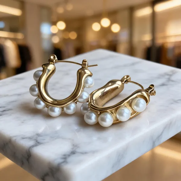 Pearl_Lined_Gold_Hoops,_Vintage_Style