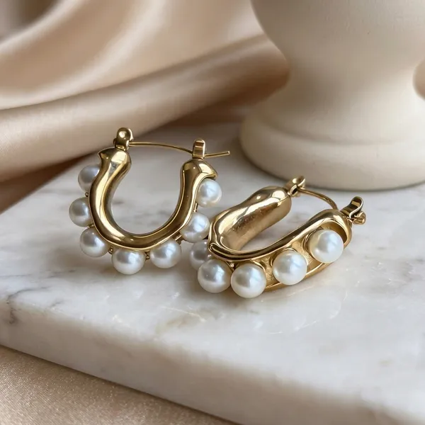 Pearl_Lined_Gold_Hoops,_Vintage_Style