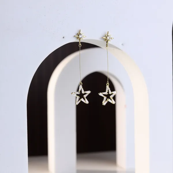 Silver_Star_Asymmetric_Drop_Earrings_For_Women