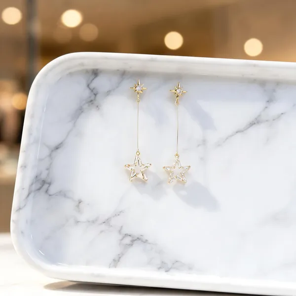 Silver_Star_Asymmetric_Drop_Earrings_For_Women