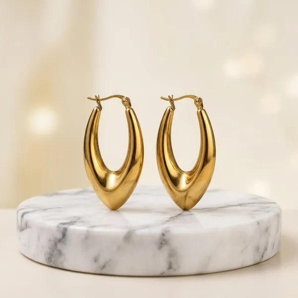 Gold_Plated_Chunky_Oval_Hoop_Earrings_For_Women